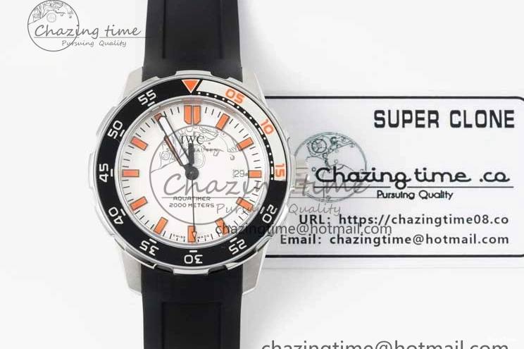 MIROTIME 0426 Aquatimer Automatic SS RSF 1:1 Best Edition White Orange Dial on Black Rubber Strap A Supportive 7069